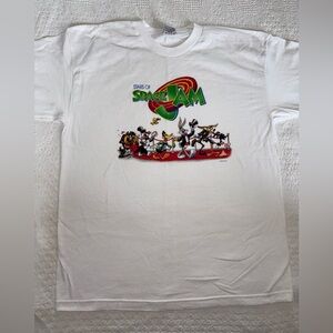 Vintage 90s Space Jam Looney Tunes White Tshirt Q tees Mens XL